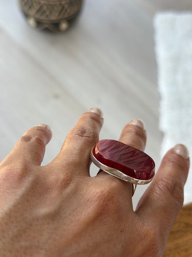 AFRICAN CHERRY AMBER FLAT RING