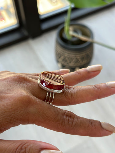 flat AFRICAN CHERRY AMBER FLAT RING