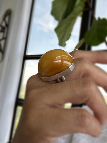 sterling silver and african amber ring