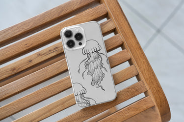 line drawing of JELLYFISH IPHONE 15 pro CLEAR CASE