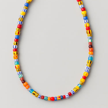 BEAD NECKLACE WITH CHEVRON AFRICAN GLASS