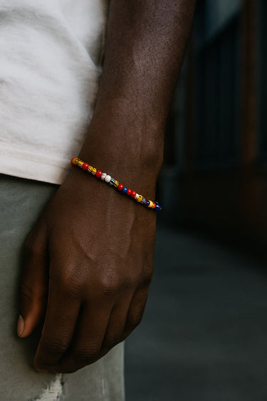 BEAD BRACELET WITH CHEVRON AFRICAN GLASS