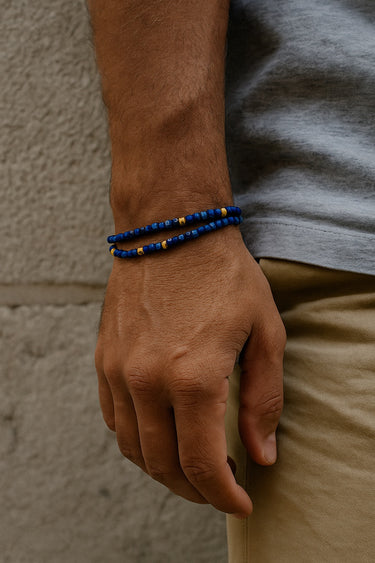 BEAD WRAP WITH FACETED LAPIS LAZULI