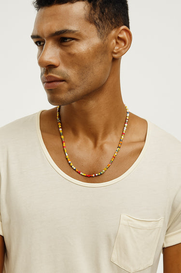 BEAD NECKLACE WITH CHEVRON AFRICAN GLASS