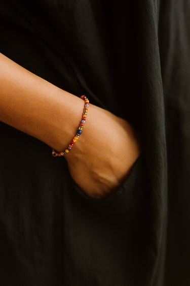 BEAD BRACELET WITH CHEVRON AFRICAN GLASS