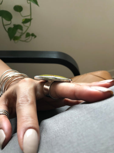 sterling silver hand made ring with turquoise stone