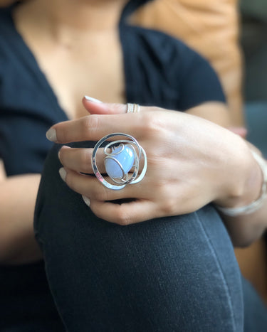 sterling silver BLUE LACE WAVE RING