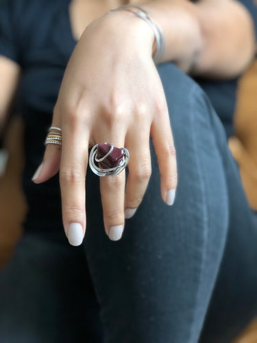RED JASPER WAVE RING