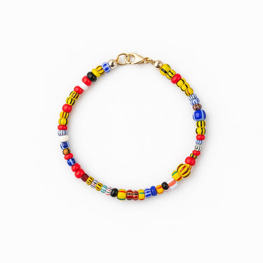 BEAD BRACELET WITH CHEVRON AFRICAN GLASS