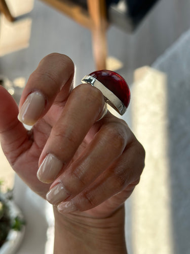 AFRICAN CHERRY AMBER FLAT RING