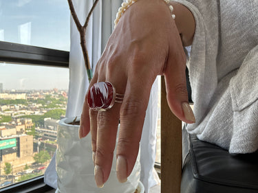AFRICAN CHERRY AMBER FLAT RING