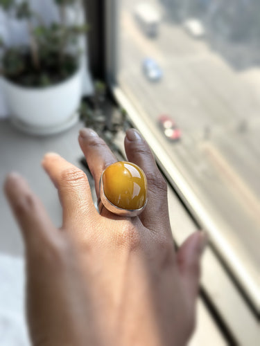 sterling silver and african amber ring for women