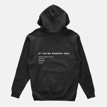 printed letter graphic on the back of oversized hoody