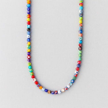 BEAD NECKLACE WITH MILLEFIORI GLASS - 6MM