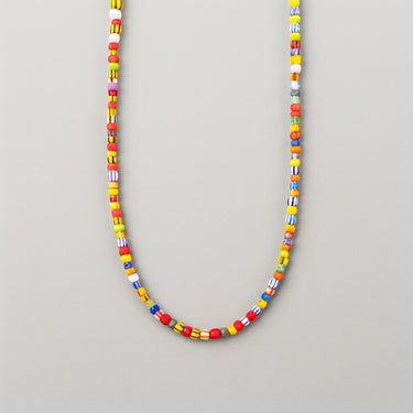 BEAD NECKLACE WITH CHEVRON AFRICAN GLASS
