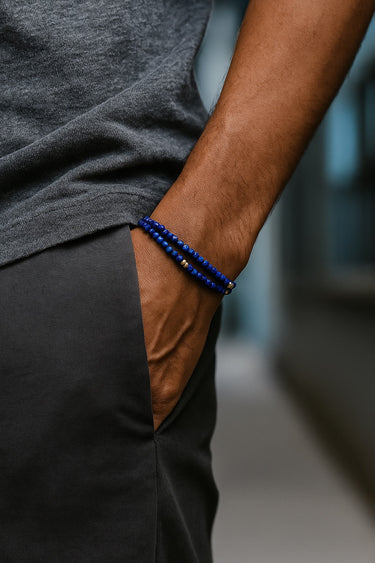 BEAD WRAP WITH FACETED LAPIS LAZULI