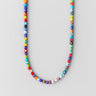Colorgul glass bead necklace featuring handmade 4mm colorful glass beads. 