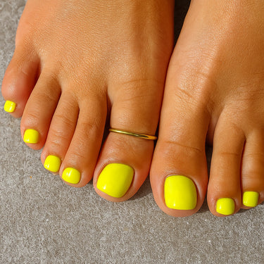 Side angle of lime green anodized aluminum big toe ring — lightweight, water-friendly design for everyday wear.