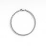 A 2.5mm sterling silver round box chain bracelet with a high-polish finish and a secure lobster clasp, displayed against a light grey background.
