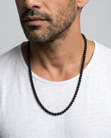 BEAD NECKLACE WITH MATTE BLACK ONYX - 6MM