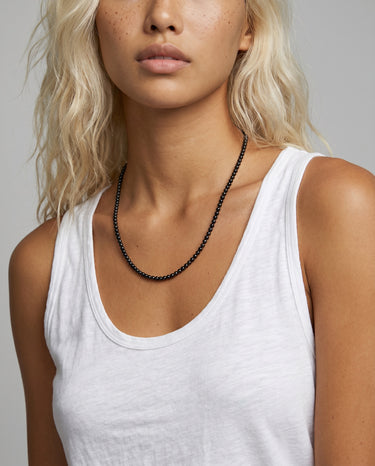 BEAD NECKLACE WITH GLOSS BLACK ONYX - 4MM