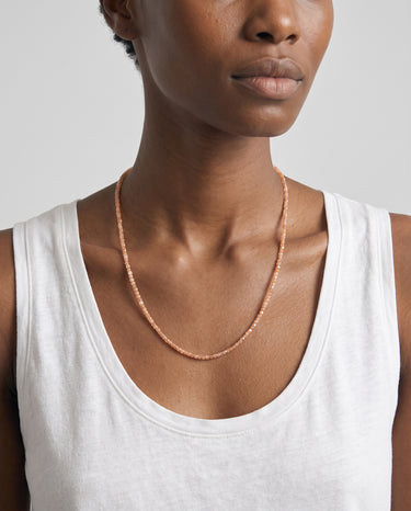 BEAD NECKLACE WITH FACETED GOLDEN ORANGE SUNSTONE
