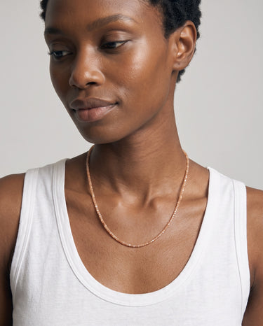 BEAD NECKLACE WITH FACETED GOLDEN ORANGE SUNSTONE