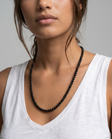 BEAD NECKLACE WITH GLOSS ONYX - 6MM