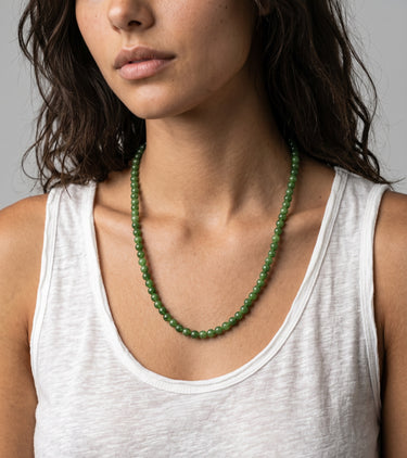 BEAD NECKLACE WITH JADE - 6MM
