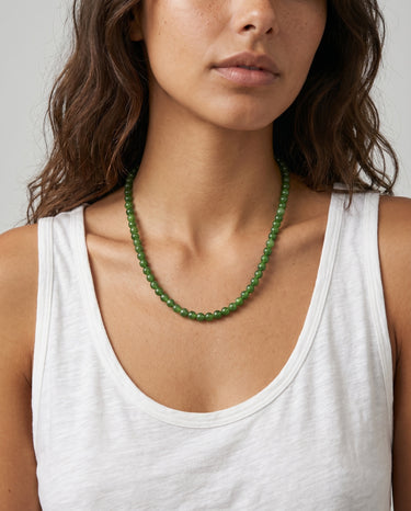 BEAD NECKLACE WITH JADE - 6MM