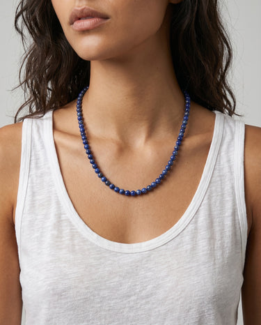 BEAD NECKLACE WITH LAPIS LAZULI - 6MM