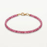 A studio product shot of a women's AAA natural pink faceted 2mm cube beads bracelet with 14k gold-filled lobster clasp.