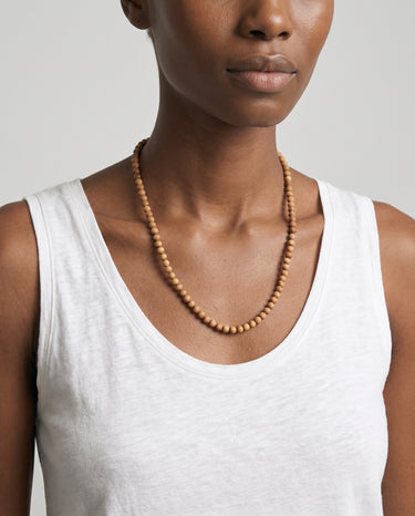 BEAD NECKLACE WITH GOLDEN SANDALWOOD - 6MM