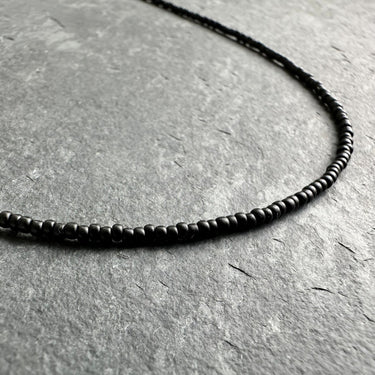 black 2mm BEAD NECKLACE WITH MATTE JAPANESE MIYUKI