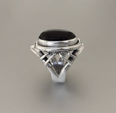 black ONYX and sterling silver RING for men handmade pinky ring