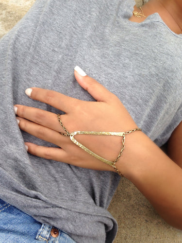 Handcrafted finger ring and hand piece bracelet