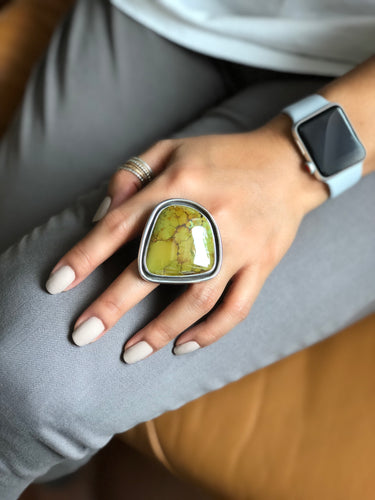 big flat semi precious stone turquoise ring