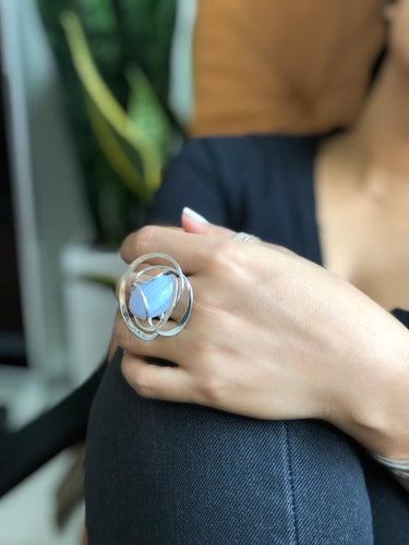 wire wrap BLUE LACE WAVE RING