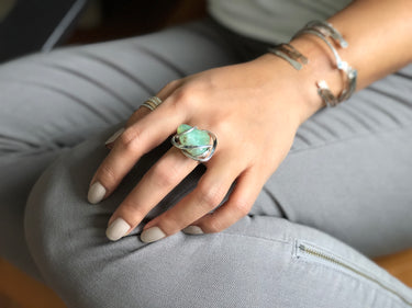 CHRYSOPRASE WAVE RING